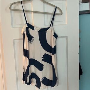 Anthropologie Maeve Navy and Cream Spaghetti Strap Flowy Tank